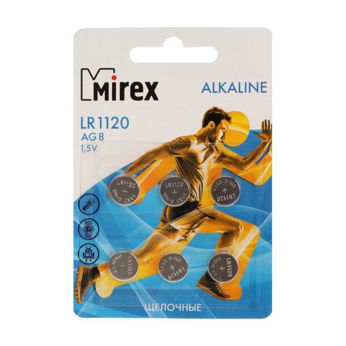 

Батарейка алкалиновая Mirex, LR1120, AG8, 1.5В, блистер, 6 шт