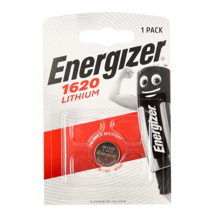

Батарейка литиевая Energizer, CR1620-1BL, 3В, блистер, 1 шт.