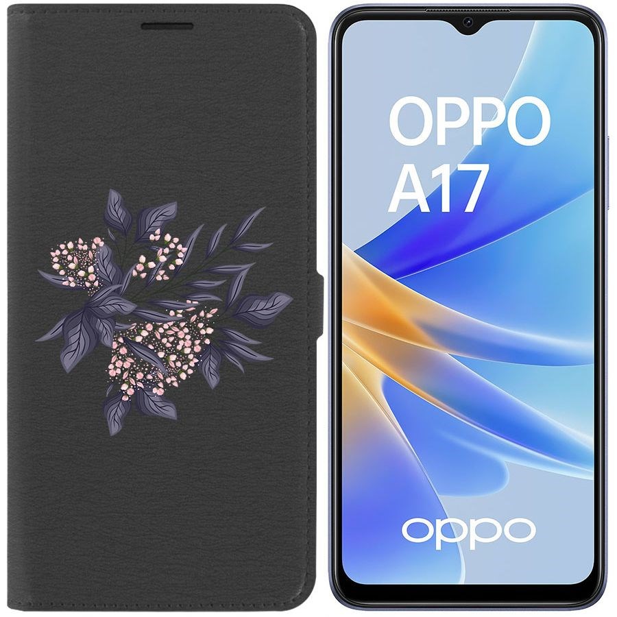 Чехол-книжка Eco Book для Oppo A17 Розовые бутоны