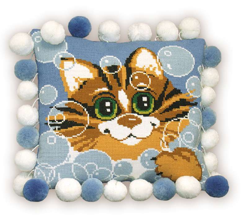фото Набор для вышивания riolis подушка 'кот', 30*30 см 386 риолис