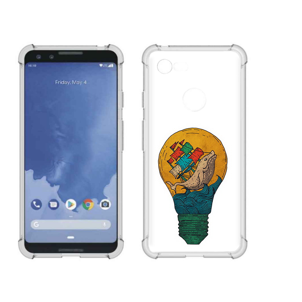 

Чехол MyPads Tocco для Google Pixel 3 кит в лампочке с парусами, Прозрачный, Tocco