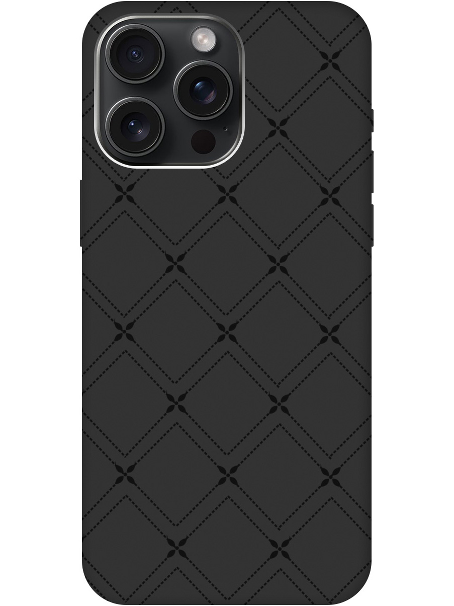 

Силиконовый чехол на Apple iPhone 15 Pro Max с рисунком "Стильные линии" Soft Touch черный, 20000014