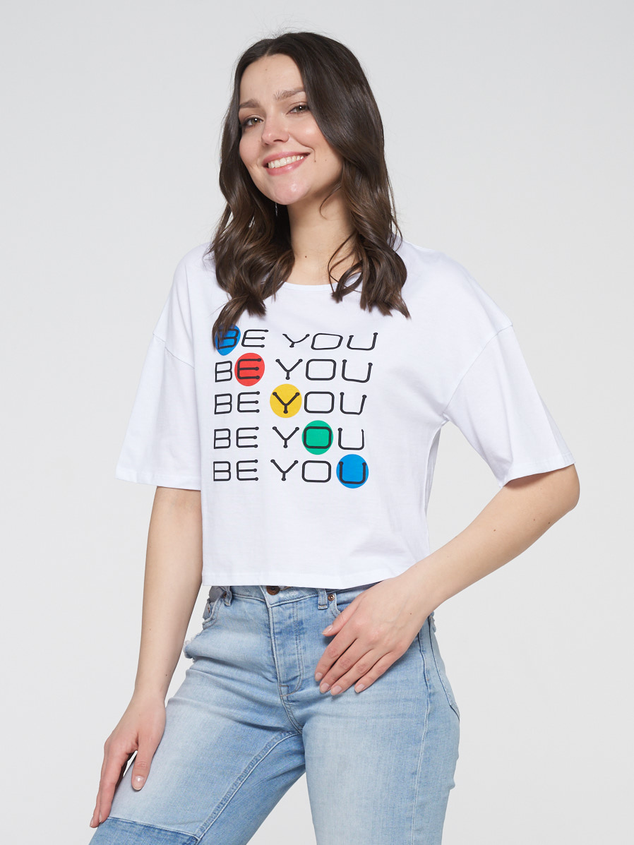 Футболка женская BE YOU BY201-30002/4 белая 50