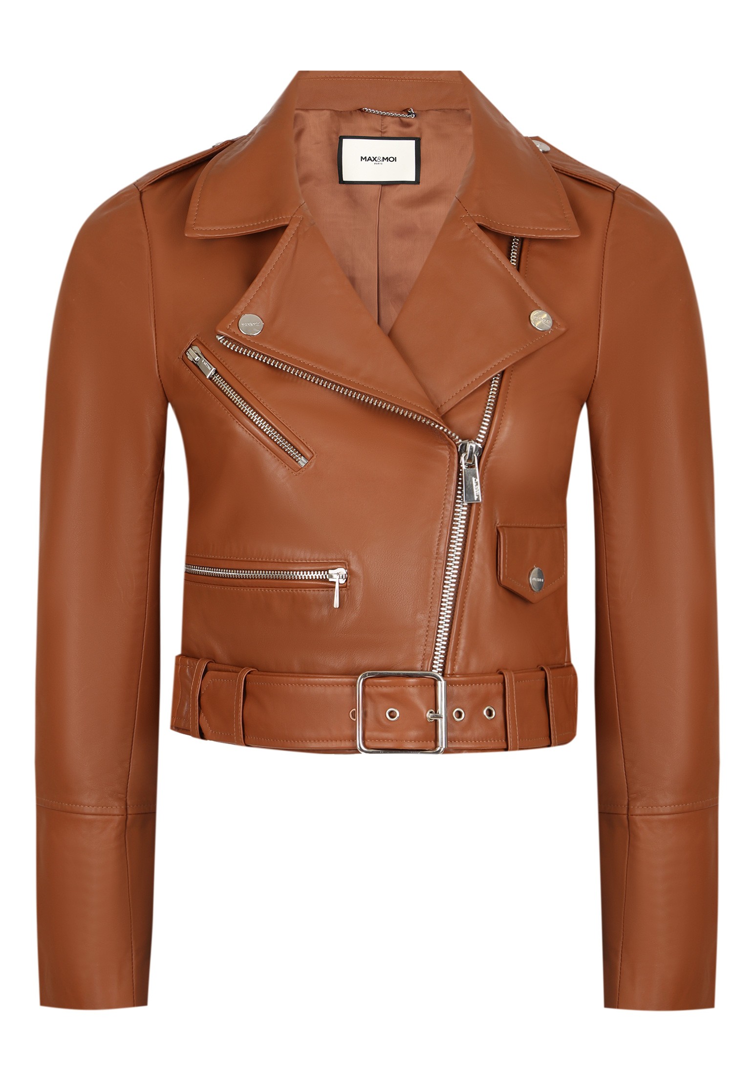 Кожаная куртка женская MAX & MOI 128063 коричневая 38 FR