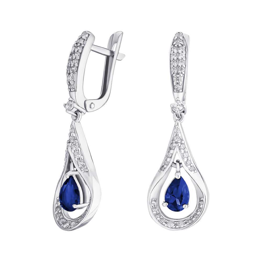 

Серьги из серебра с сапфиром/фианитом ЮВЕЛИР КАРАТ 2729387/9шс