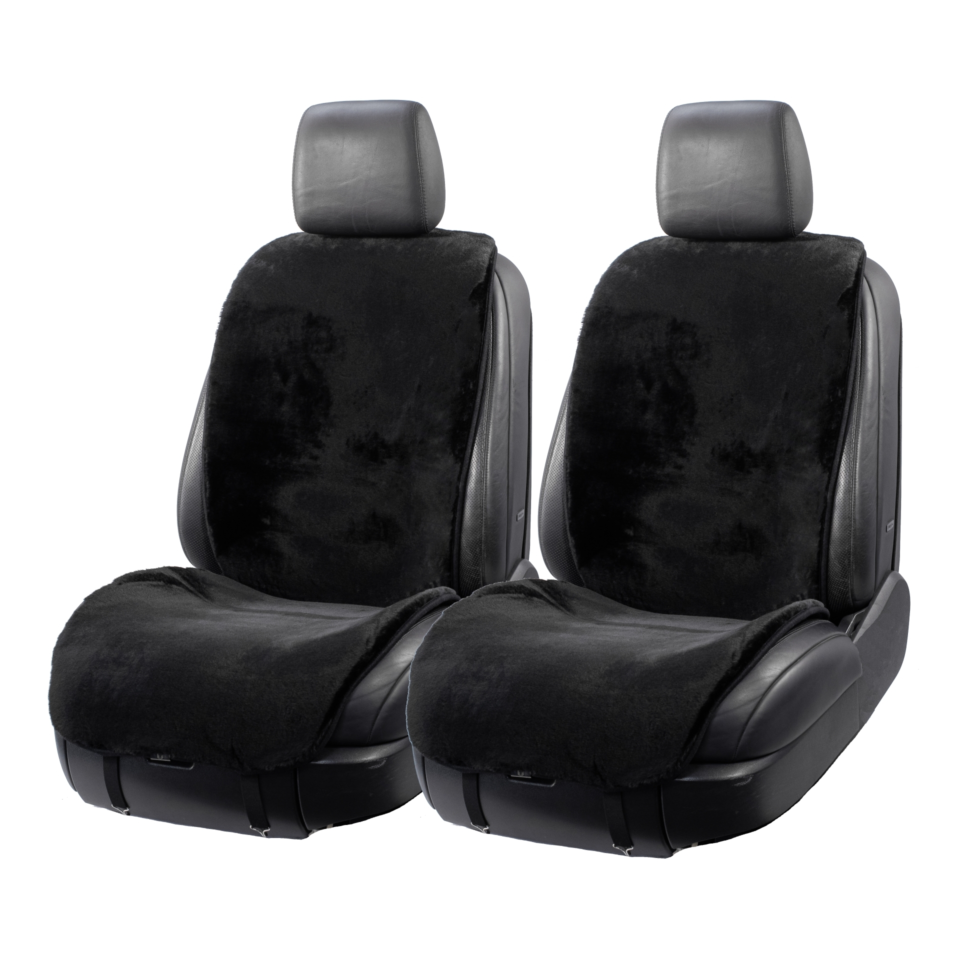 TROKOT / Комплект Меховых накидок на передние сиденья автомобиля Черные