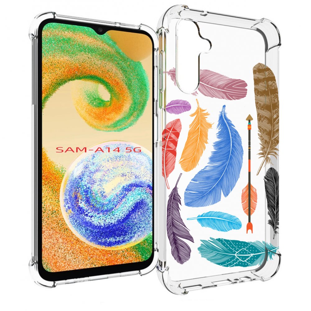 

Чехол MyPads разноцветные перья для Samsung Galaxy A14 5G, Прозрачный, Tocco