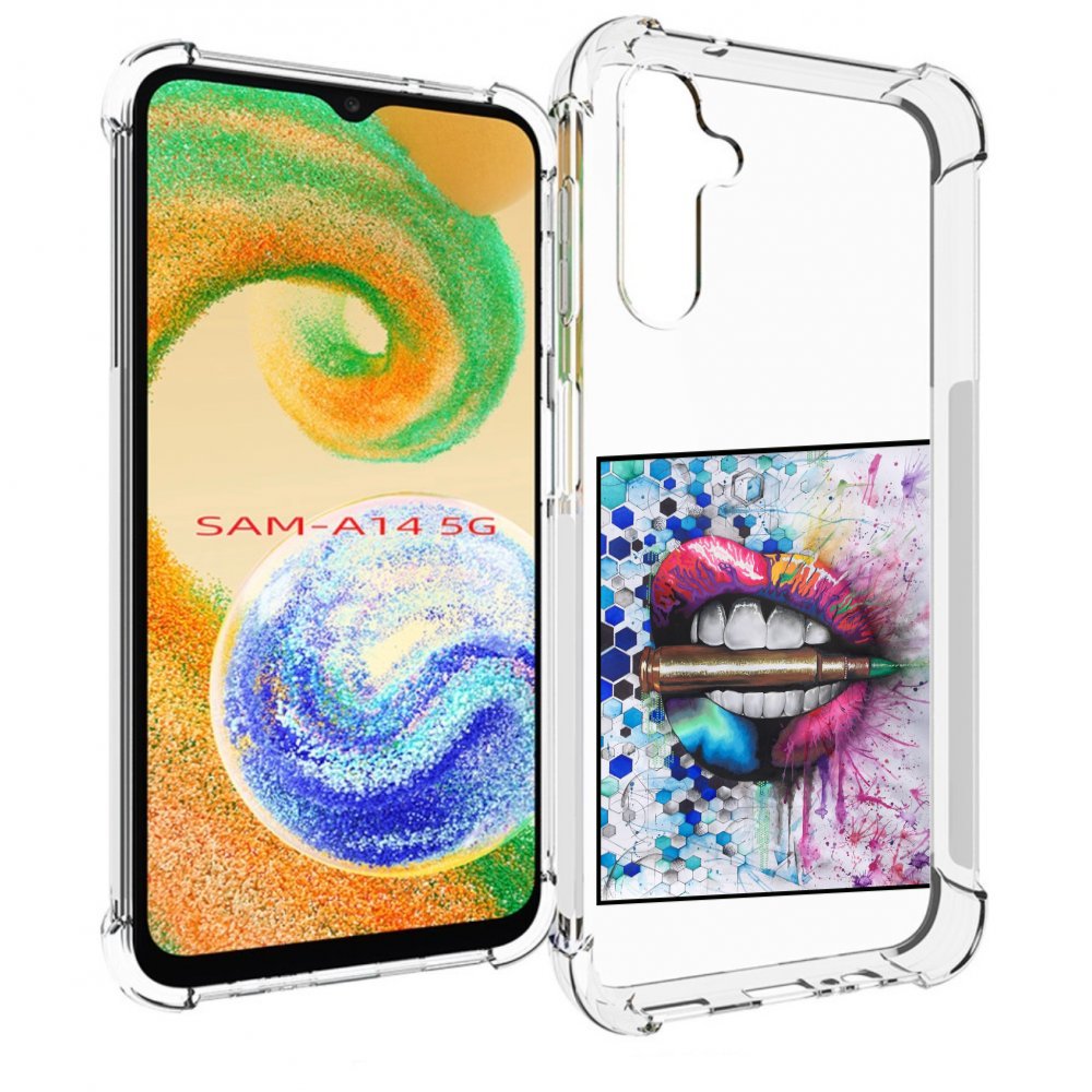 

Чехол MyPads разноцветные губы с пулей для Samsung Galaxy A14 5G, Прозрачный, Tocco
