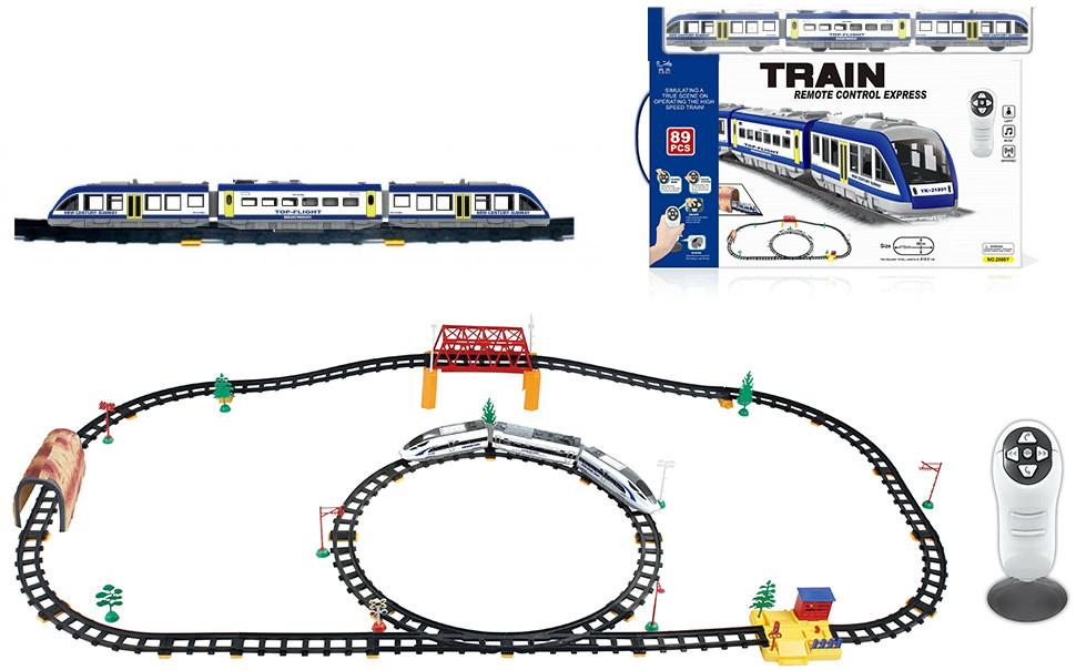 Железная дорога CS Toys с пультом управления, длина полотна 618,5 см, свет, звук, 2808Y-1 russia железная дорога свет звук jhx8809