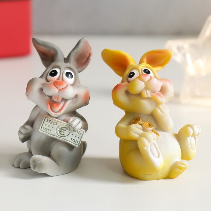 

Сувенир полистоун "Богатый зайчик" МИКС 3,5х3х5,5 см