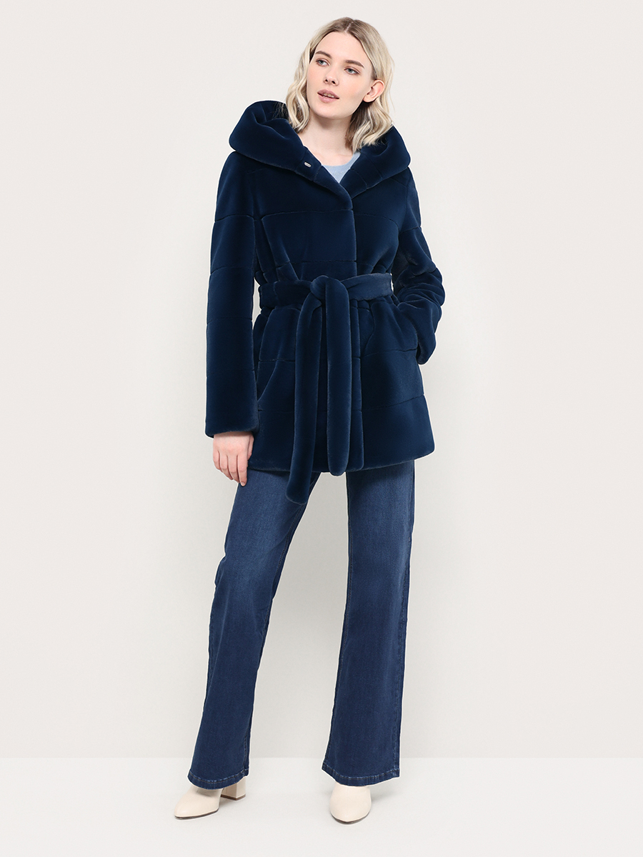 

Шуба женская ALEF 7157 синяя 52 RU, Синий, 7157