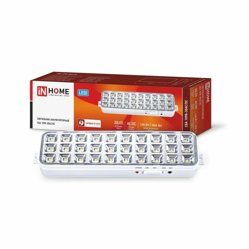 

(МП)Светил. IN HOME СБА 1098-30 29498, СБА 1098-30AC/DC 30 LED 1.2Ah