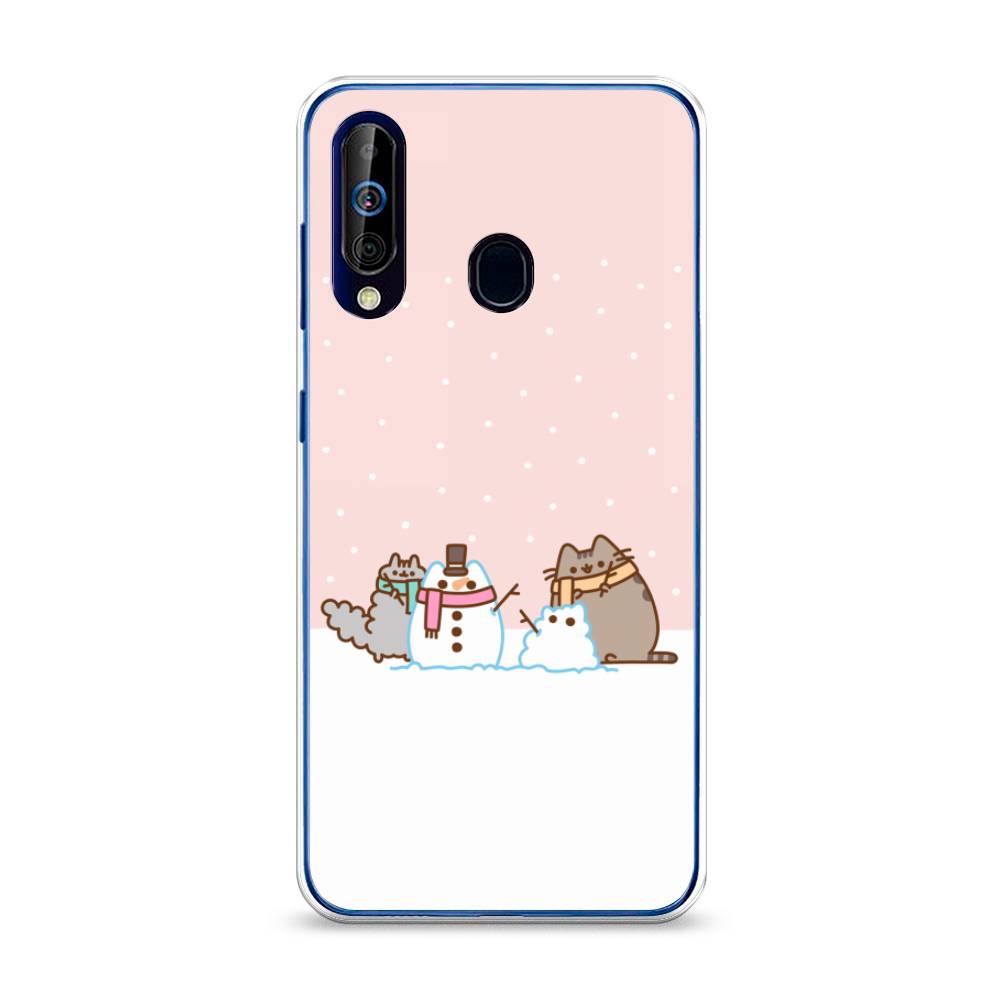 

Чехол на Samsung Galaxy A60 "Котики в снегу", Розовый;белый;серый, 28250-5