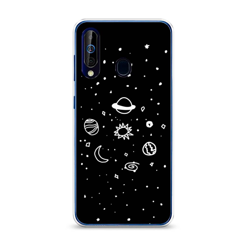 

Чехол на Samsung Galaxy A60 "Дудл солнечной системы", Бежевый;серый, 28250-2