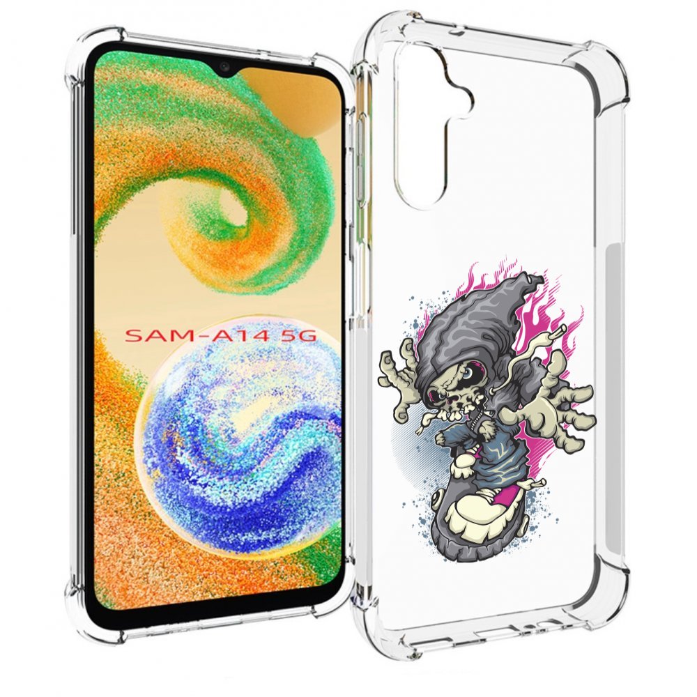 фото Чехол mypads нарисованный скелет на скейт борде для samsung galaxy a14 5g