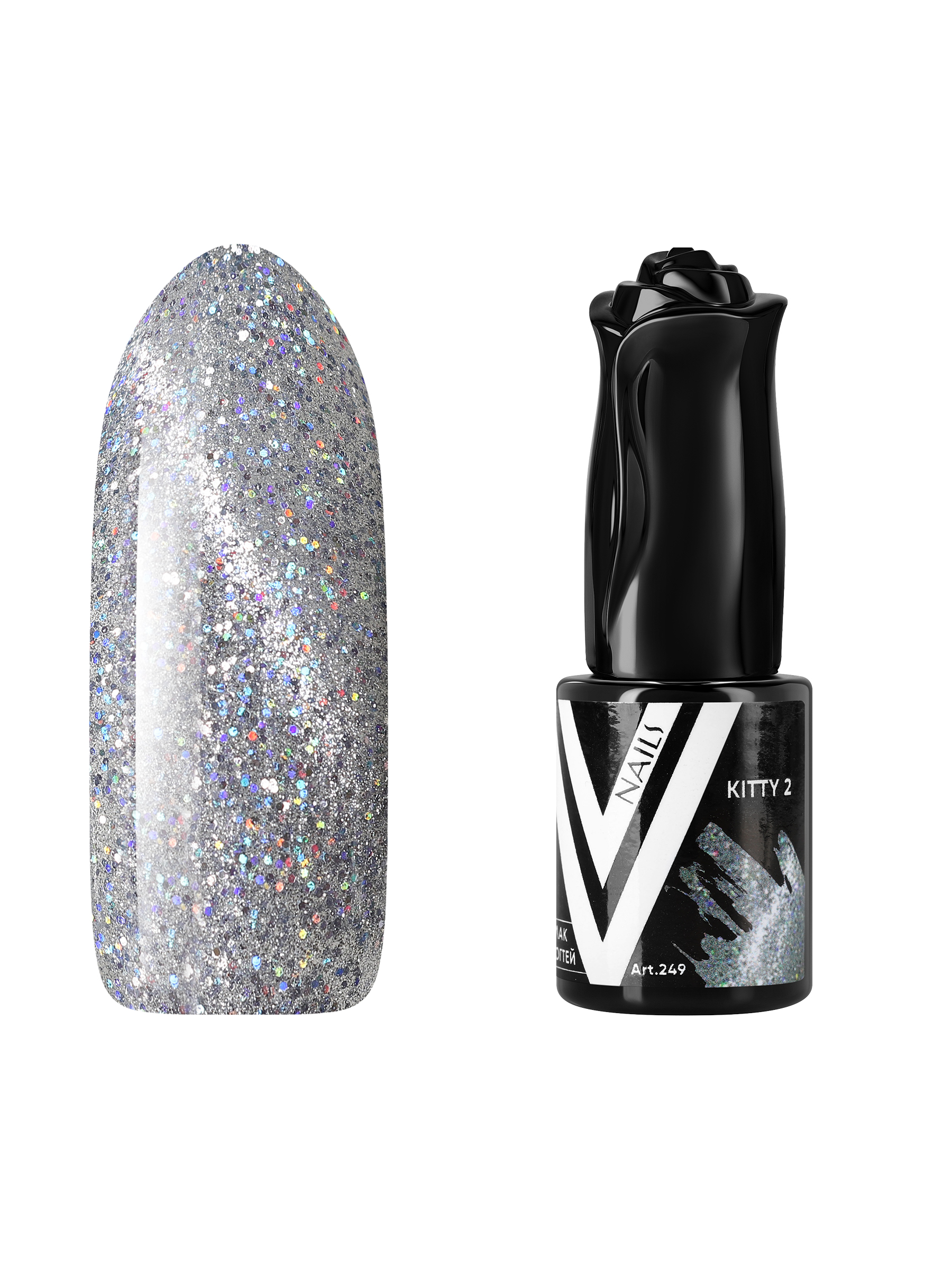 

Гель-лак с блестками Vogue Nails кошачий глаз, магнитный, голографический, серебро, 10 мл