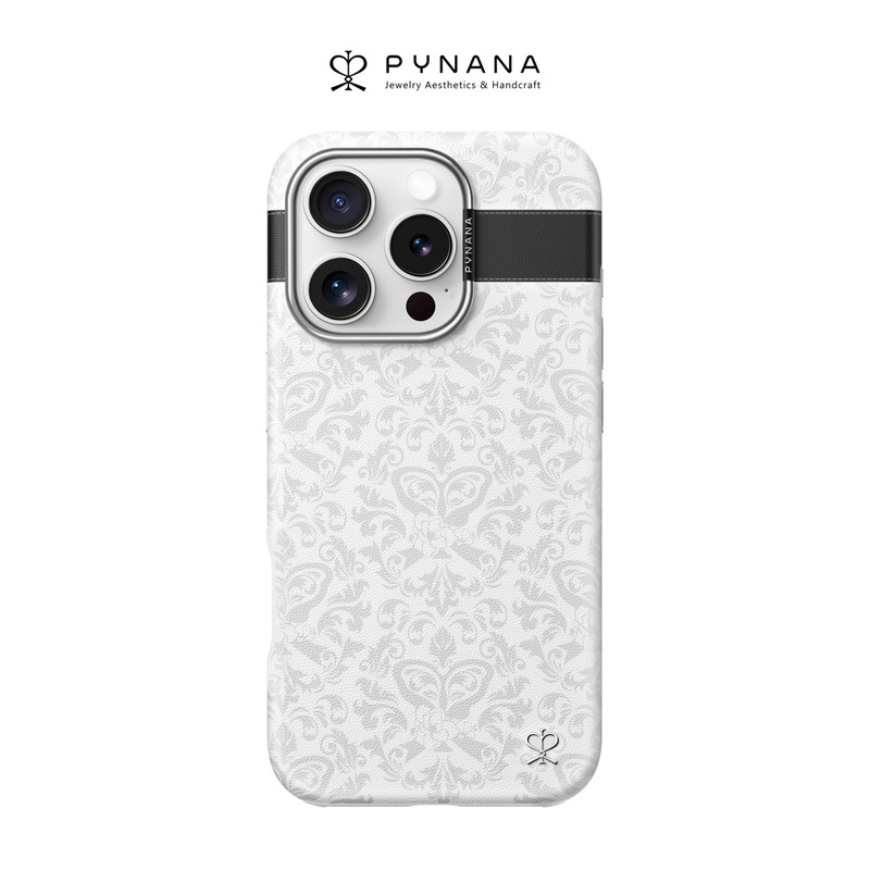 

Чехол PYNANA iPhone 16 Pro Max натуральная кожа, Magsafe, Print Seris, Серый, Print Series 2