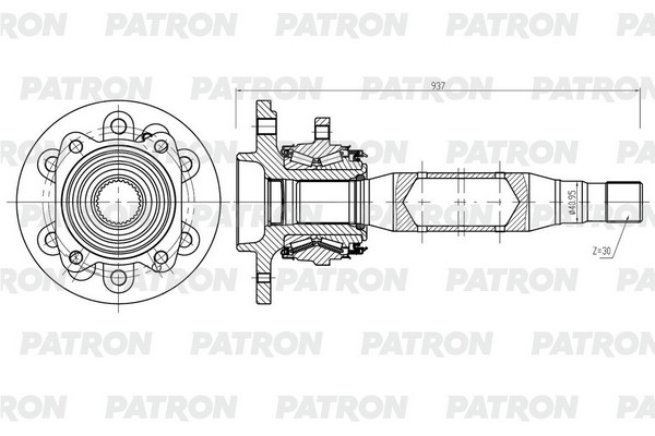 

Полуось прав MB Sprinter / VW Crafter (z=30, со ступицей) PATRON PDS0566