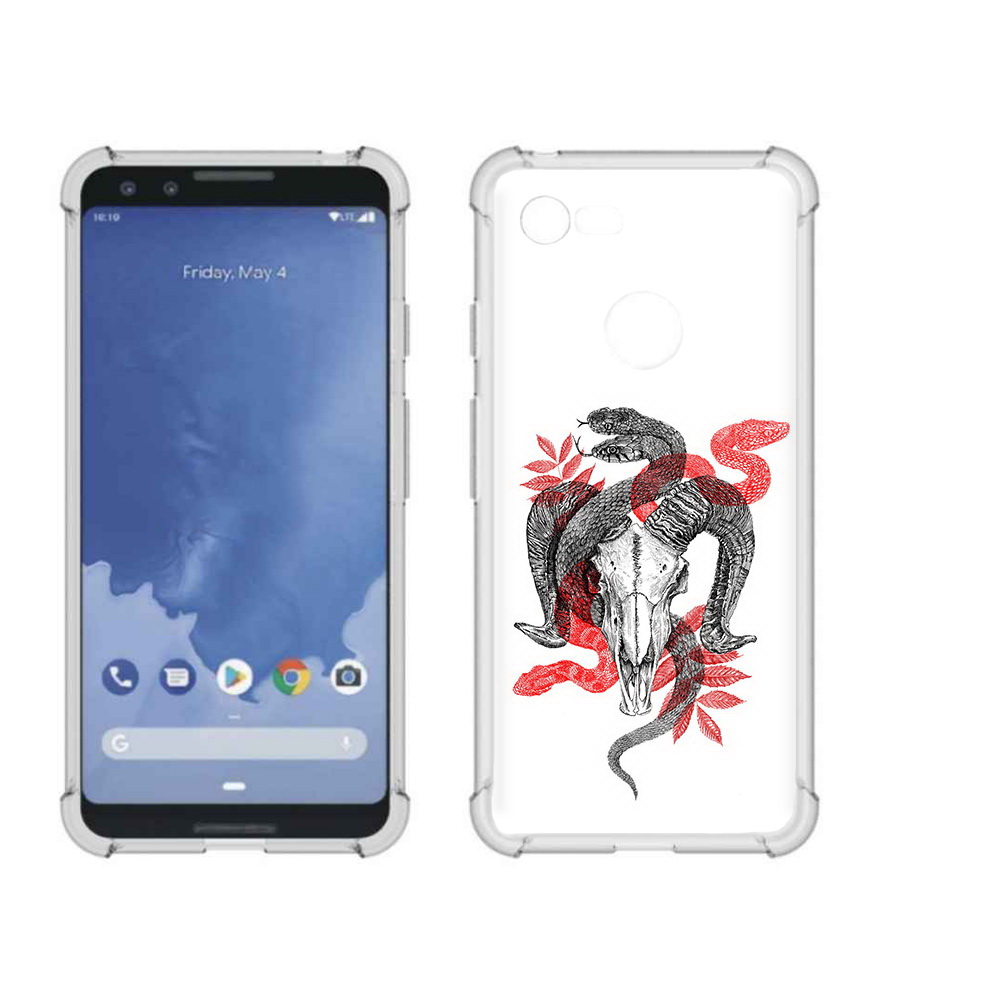 

Чехол MyPads Tocco для Google Pixel 3 змея в черепе рисунок, Прозрачный, Tocco