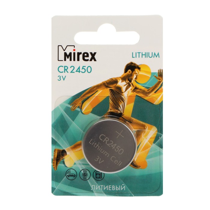 

Батарейка литиевая Mirex, CR2450-1BL, 3В, блистер, 1 шт.