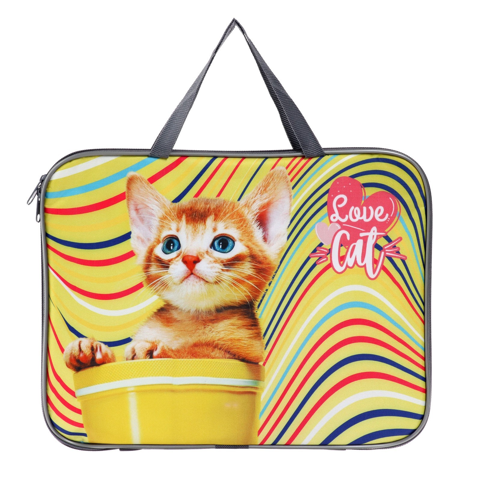 

Папка с ручками Пчелка Love Cat текстильная, А4, 335х260х20 мм, ПШ-1