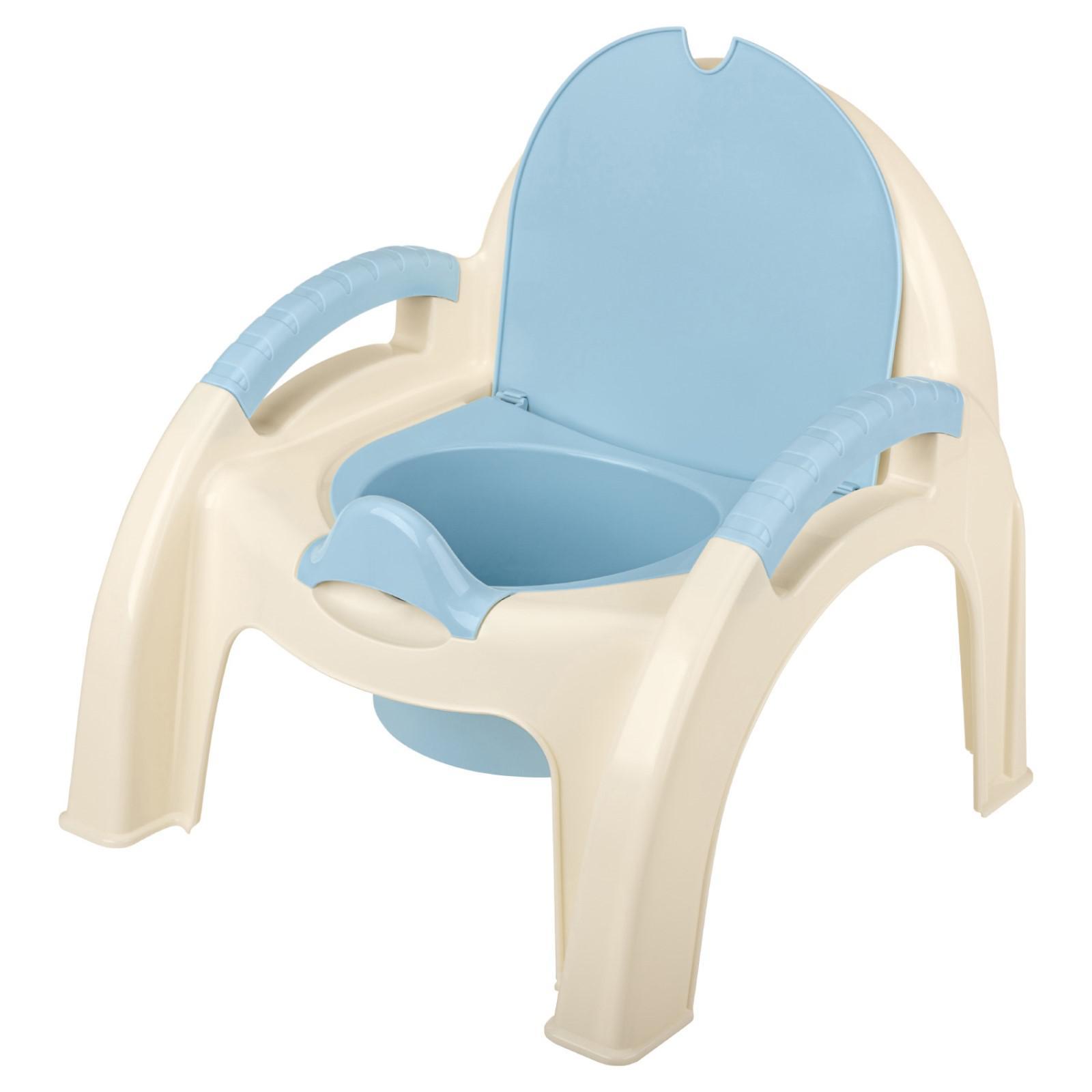 фото Горшок-стульчик с крышкой, цвет белый/голубой пластишка