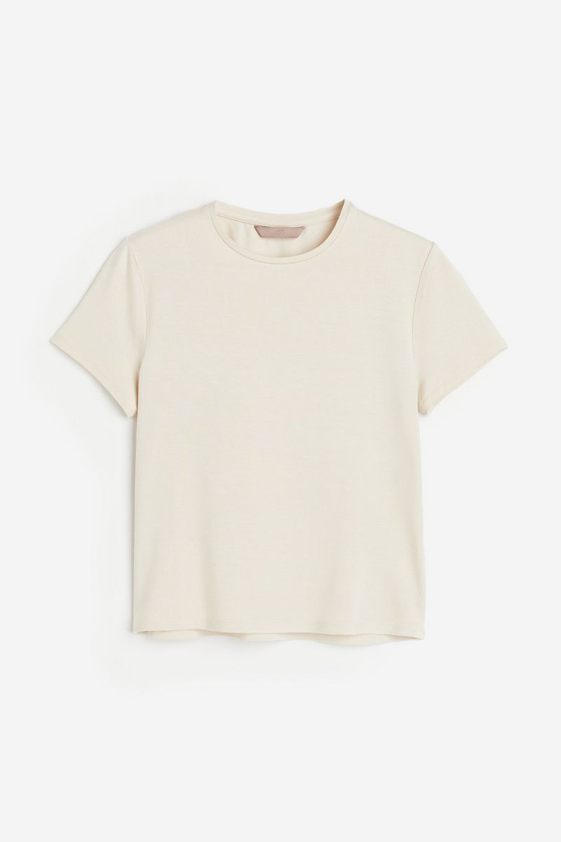 

Футболка женская H&M 1236109 бежевая S, Бежевый, 1236109