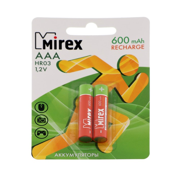 

Аккумулятор Mirex, Ni-Mh, AAA, HR03-2BL, 1.2В, 600 мАч, блистер, 2 шт.