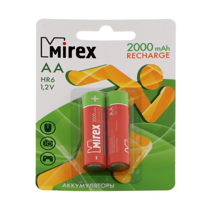 

Аккумулятор Mirex, Ni-Mh, AA, HR6-2BL, 1.2В, 2000 мАч, блистер, 2 шт.