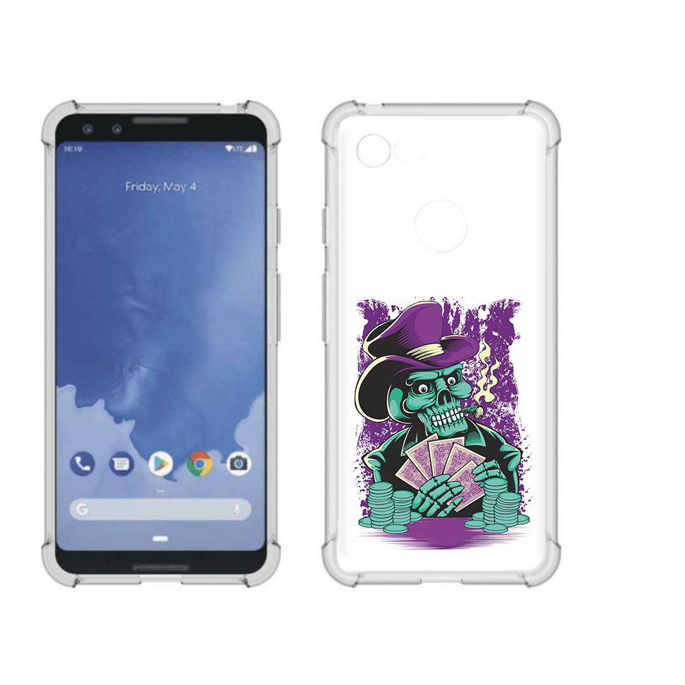 

Чехол MyPads Tocco для Google Pixel 3 зеленый череп с картами, Прозрачный, Tocco