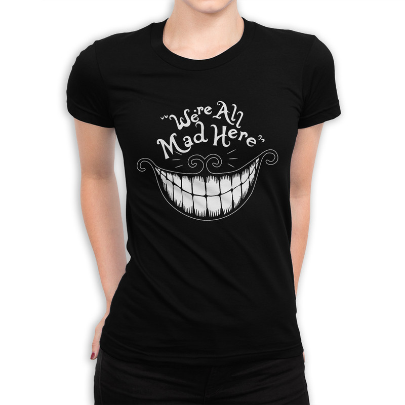 фото Футболка женская dream shirts чеширский кот - we are all mad here-2 черная 3xl