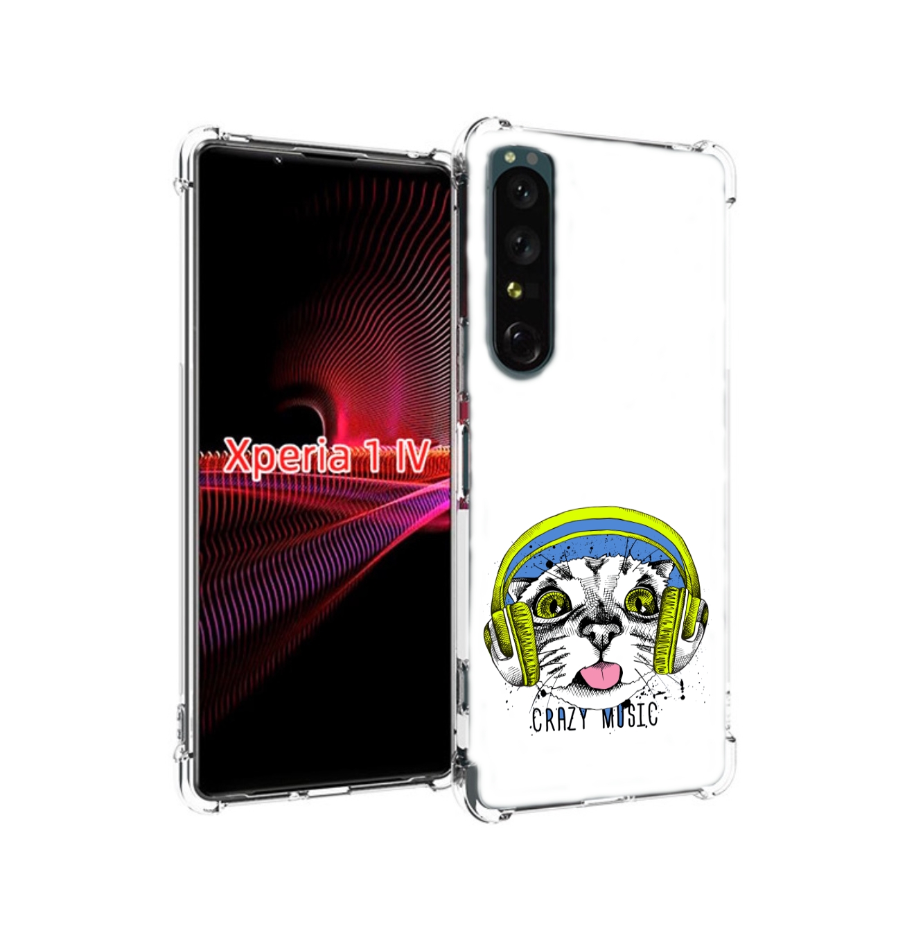 Чехол накладка MyPads кошка в наушниках рисунок для Sony Xperia 1 IV
