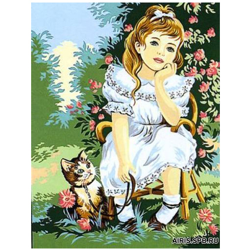

Канва с рисунком MARGOT 'Девочка с котенком' 50*65 см MRC1333-335