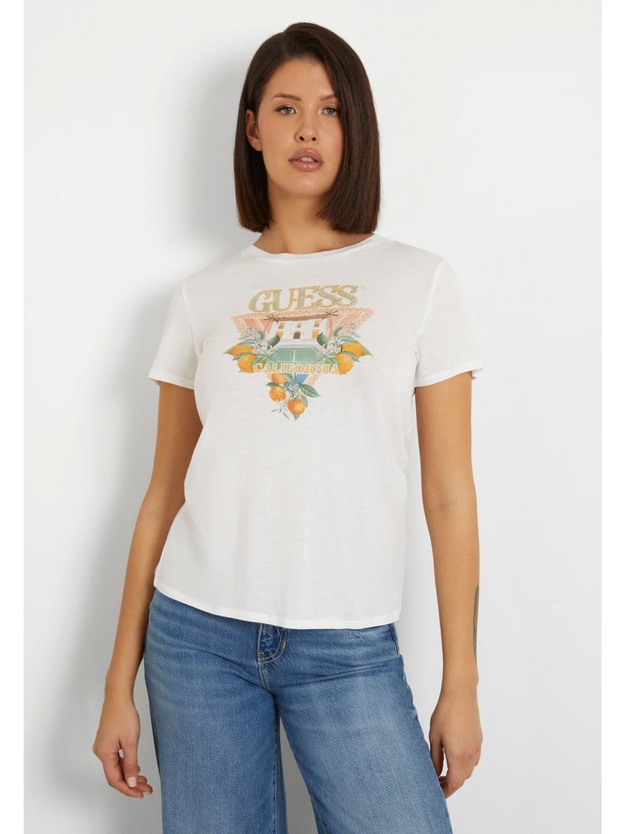 

Футболка женская Guess GU121D1UV белая S, Белый, GU121D1UV