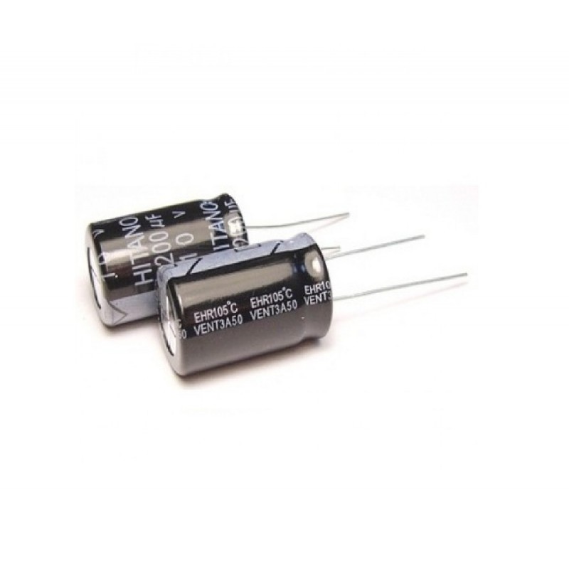 

10 штук, Электролитический конденсатор 1мкФ 200В, 6.3x11мм (ECR010M2DB) HITANO