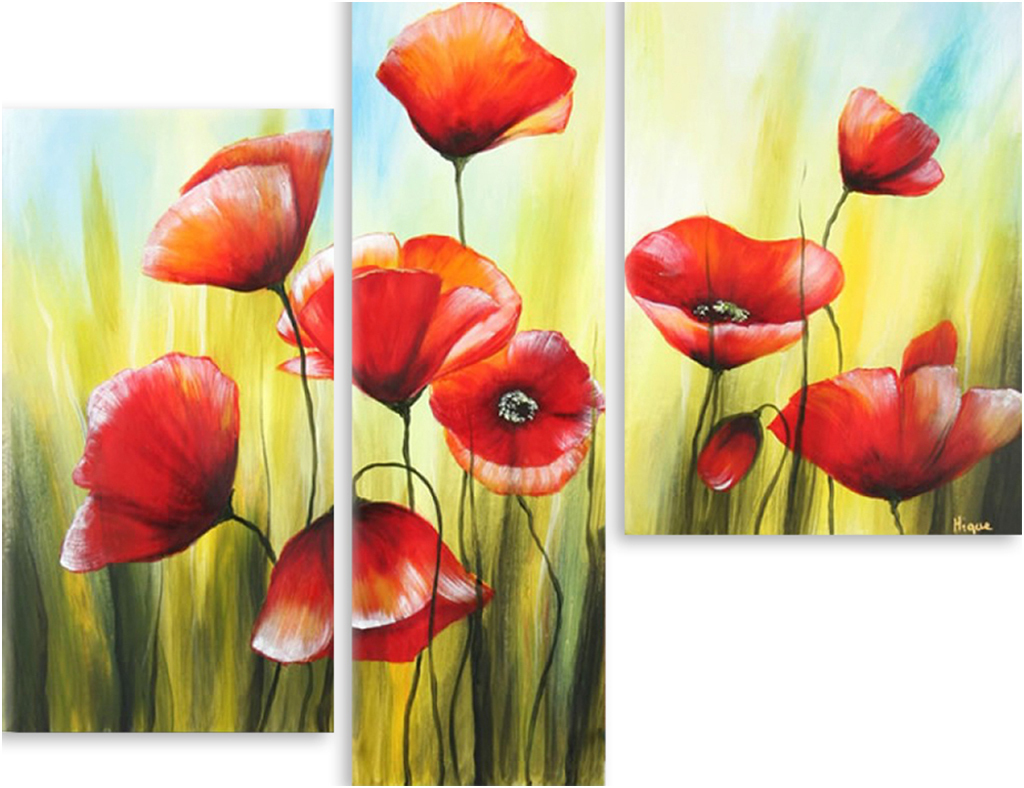 

Картина модульная на холсте Модулка Маки под солнцем 90x78 см, 5945