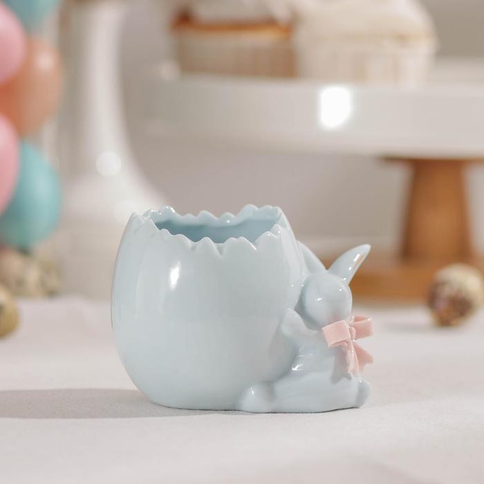 

Подставка для яйца Зайка, 9×6,5×7 см, цвет голубой