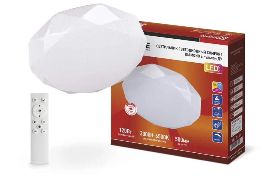 

(МП)Светил.IN HOME COMFORT DIAMOND120Вт, COMFORT DIAMOND 120Вт 230В 3000-6500K 9600Лм ДУ
