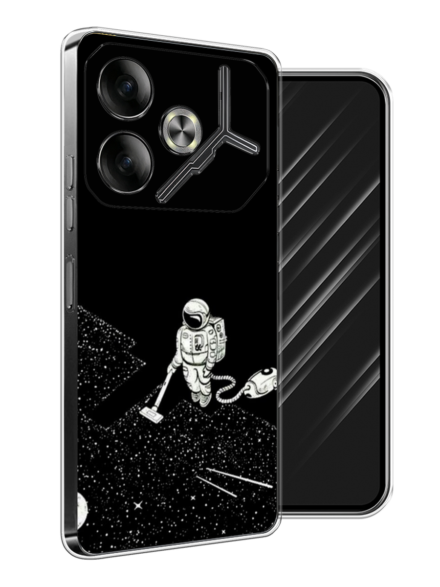 

Чехол Awog на Tecno Pova 6 "Космонавт с пылесосом", Белый, 305350-1