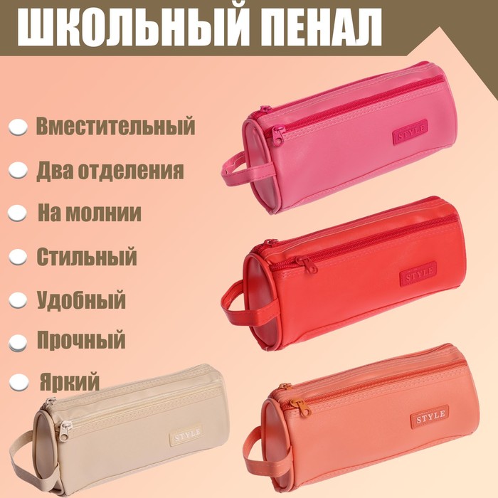 

Пенал школьный Стиль, на молнии, 2 отделения, МИКС