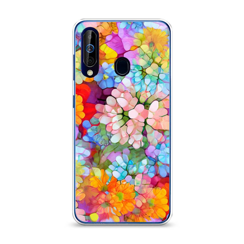 

Чехол на Samsung Galaxy A60 "Цветы витраж", Оранжевый;розовый;голубой, 28250-3