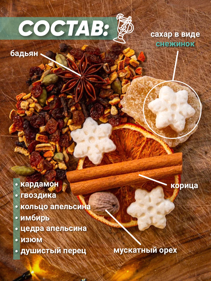 

Приправа для глинтвейна с сахарными снежинками, 50гр