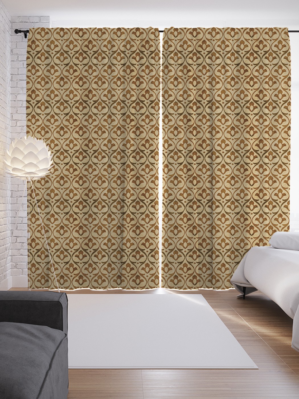 

Шторы JoyArty с фотопечатью "Орнамент бутона в ромбе" из сатена, 290х265 см, Орнамент бутона в ромбе