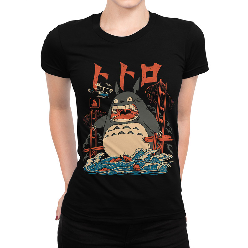 

Футболка женская Dream Shirts Тоторо Атакует черная L, Черный, Тоторо Атакует
