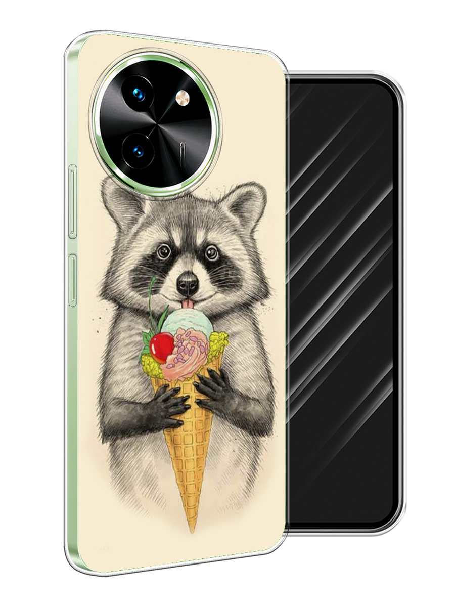 

Чехол Awog на Vivo T3x/Y38 5G "Енот с мороженым", Бежевый;серый, 2610650-1