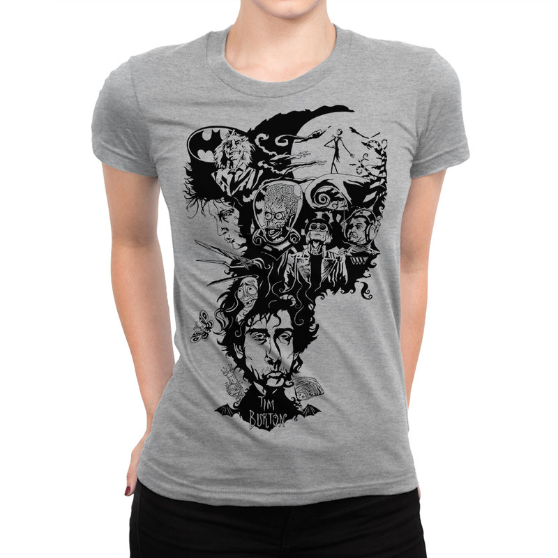 

Футболка женская Dream Shirts Тим Бертон серая M, Серый, Тим Бертон