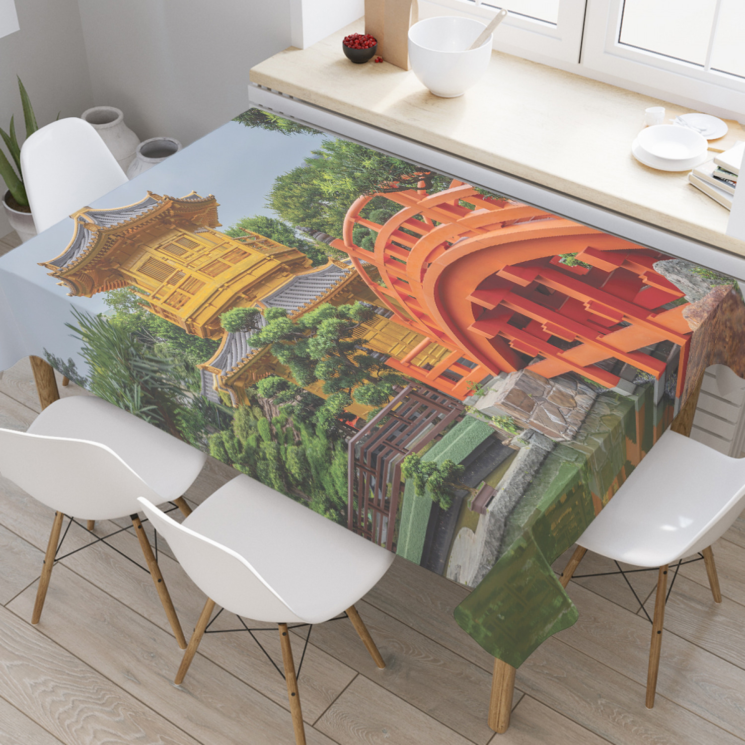 

Скатерть прямоугольная на кухонный стол JoyArty "Мост в лес" из оксфорда, 120x145 см, Коричневый, Мост в лес