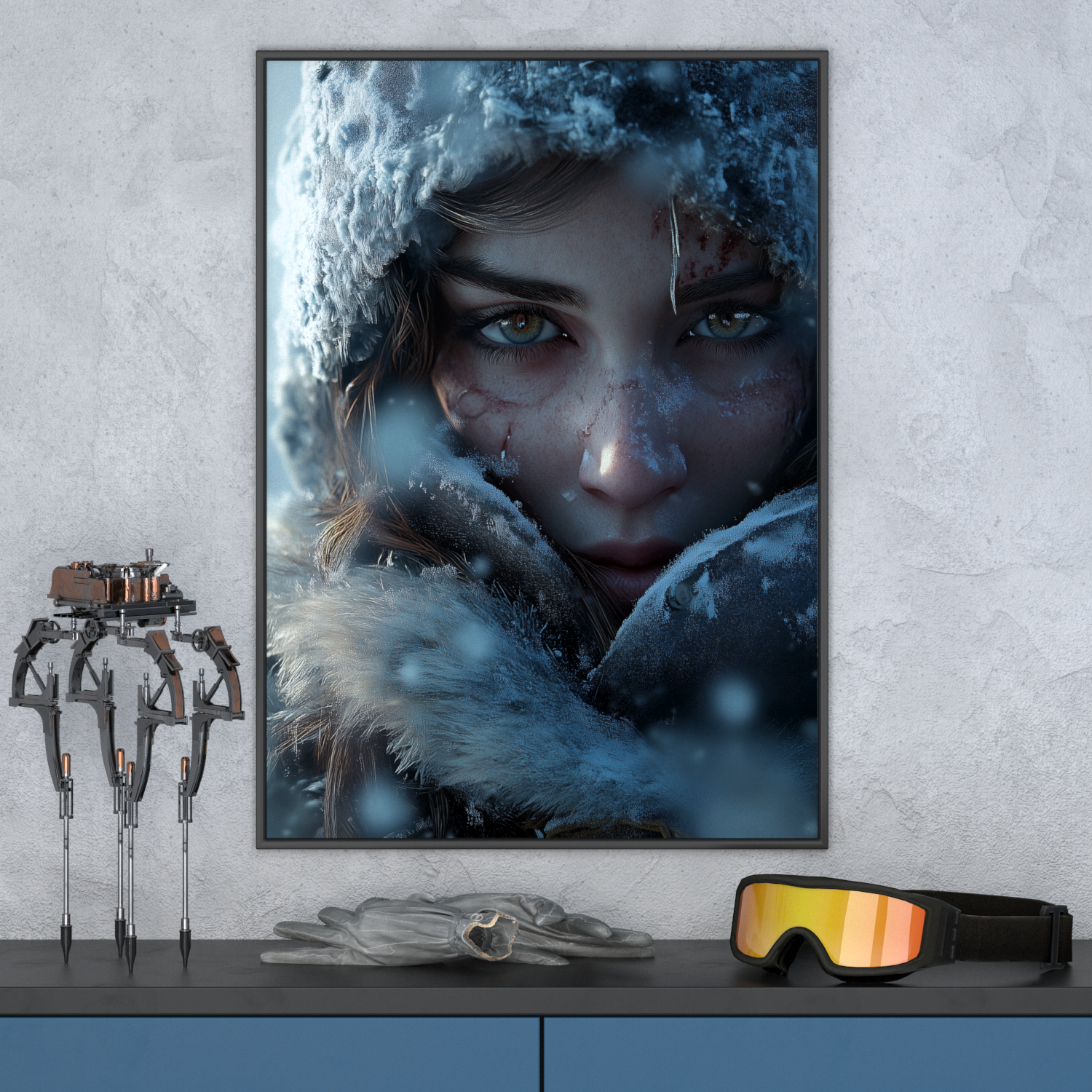 Постер в рамке DigitalRazor Frostpunk2 Frozen Woman 60х43см 3000₽