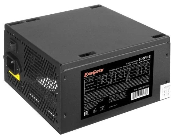 

Блок питания ExeGate 850PPE 850W (EX292162RUS), Черный, 850PPE