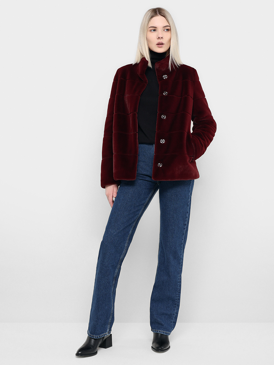 Шуба женская ALEF 7124У бордовая 38 RU
